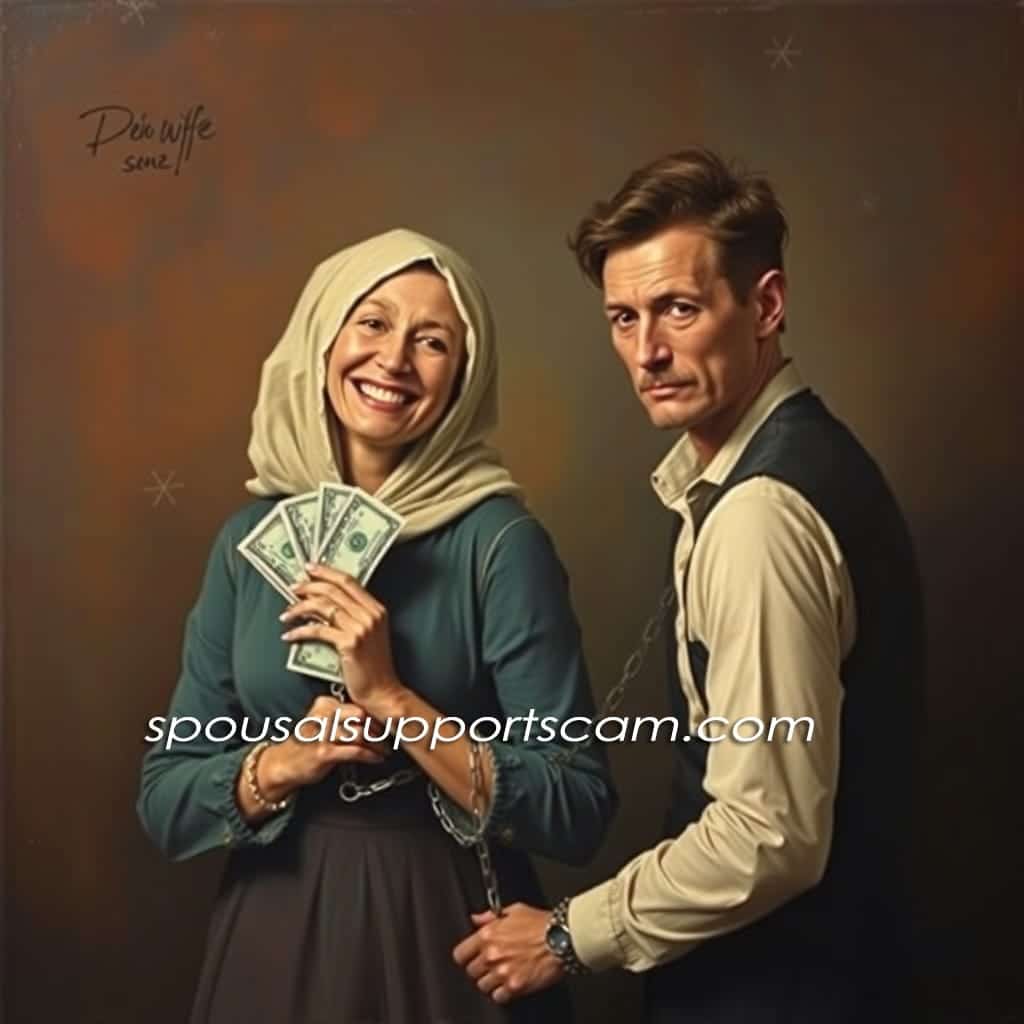 happy-wife-with-money-has-husband-chained